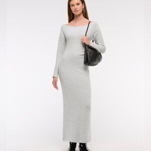 Long Sleeve sweater Maxi Dress for Women in Light Gray